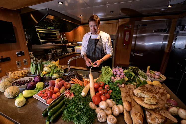 Abundance in the galley on motor yacht REVERIE
